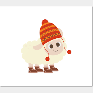 Cute Autumn Sheep Posters and Art